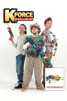 kforce toy ad, 3 boys with toy guns & bow & arrows