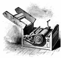 Drawing of a cotton gin